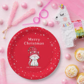 Vrolijk kerstfeest Grappig Schattige kerstkat Papieren Bordje (Feest)