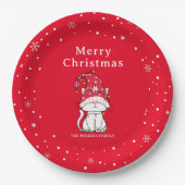 Vrolijk kerstfeest Grappig Schattige kerstkat Papieren Bordje (Voorkant)