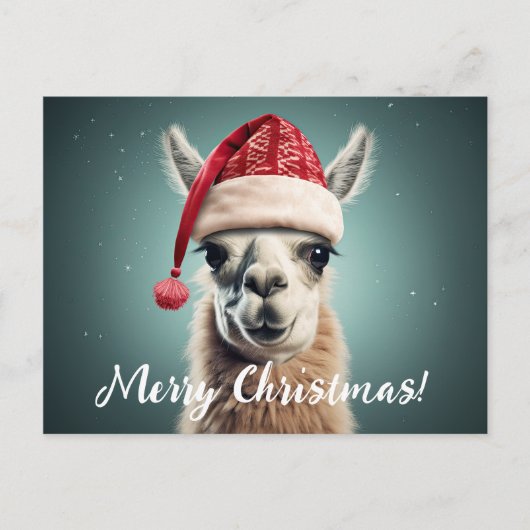 Vrolijk Kerstfeest Grappig Schattige Lllama Alpaca Feestdagenkaart (Voorkant)