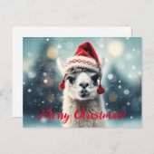 Vrolijk Kerstfeest Grappig Schattige Lllama Alpaca Feestdagenkaart (Voorkant / Achterkant)