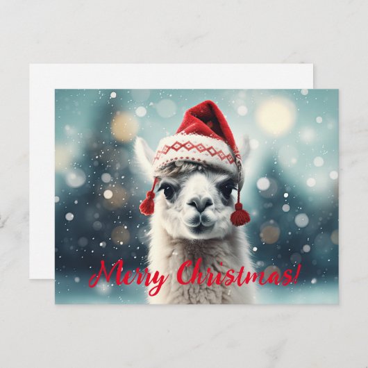 Vrolijk Kerstfeest Grappig Schattige Lllama Alpaca Feestdagenkaart (Voorkant / Achterkant)