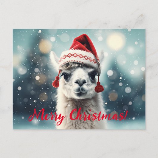 Vrolijk Kerstfeest Grappig Schattige Lllama Alpaca Feestdagenkaart (Voorkant)