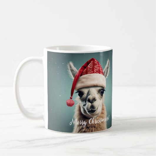 Vrolijk Kerstfeest Grappig Schattige Lllama Alpaca Koffiemok (Links)