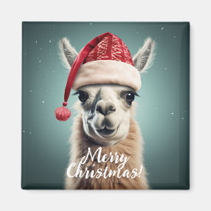 Vrolijk Kerstfeest Grappig Schattige Lllama Alpaca Magneet