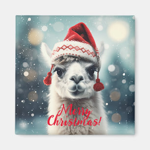 Vrolijk Kerstfeest Grappig Schattige Lllama Alpaca Magneet