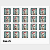 Vrolijk Kerstfeest Grappig Schattige Lllama Alpaca Vierkante Sticker (Vel)