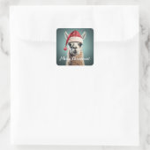 Vrolijk Kerstfeest Grappig Schattige Lllama Alpaca Vierkante Sticker (Tas)