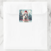 Vrolijk Kerstfeest Grappig Schattige Lllama Alpaca Vierkante Sticker (Tas)
