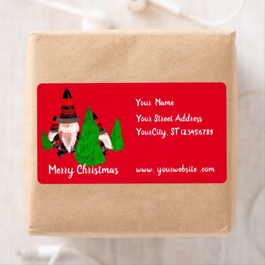 Vrolijk kerstfeest, grappige dwergen personalisere etiket (Insitu)