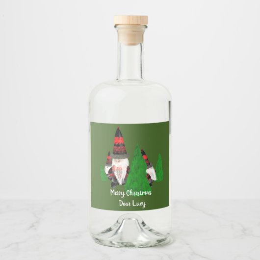 Vrolijk kerstfeest, grappige dwergen personalisere likeurfles etiket (Voorkant)