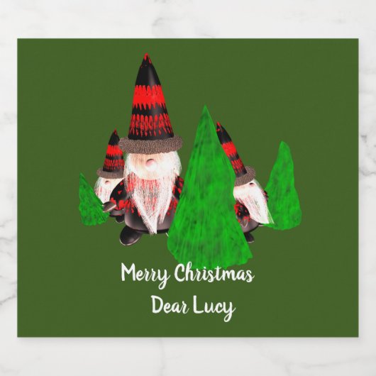 Vrolijk kerstfeest, grappige dwergen personalisere sparkling wijnetiket (Enkel label)