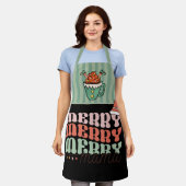 Vrolijk Kerstfeest Grappige Elf groen en zwart Mam Schort (Gedragen)