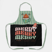 Vrolijk Kerstfeest Grappige Elf groen en zwart Mam Schort (Voorkant)