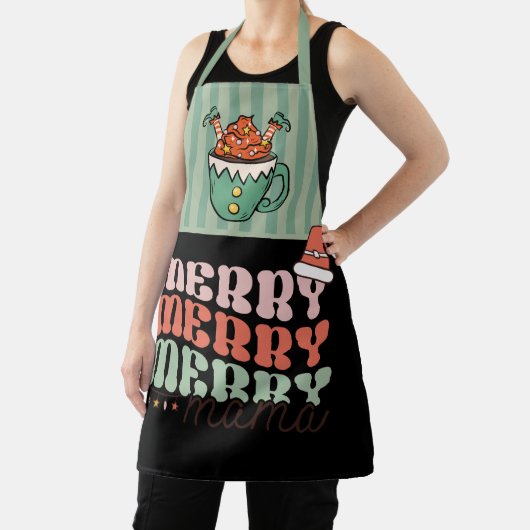 Vrolijk Kerstfeest Grappige Elf groen en zwart Mam Schort (Insitu)