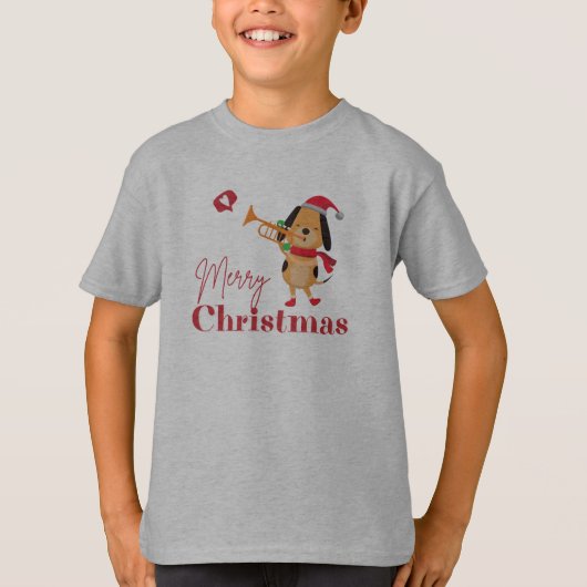 Vrolijk kerstfeest grappige hond t-shirt (Voorkant)