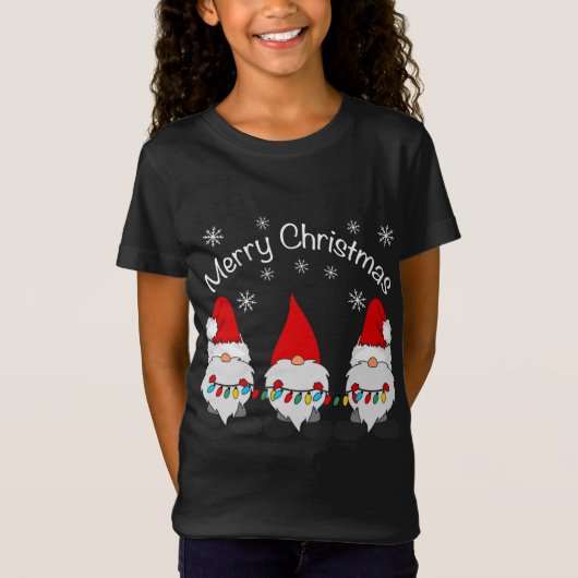 Vrolijk kerstfeest grappige kabouters Schattige si T-shirt (Voorkant)