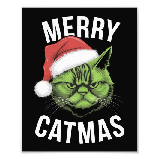Vrolijk Kerstfeest Grappige Kattenliefhebbers Kers Foto Afdruk (Voorkant)