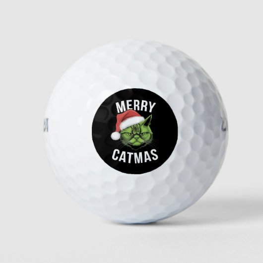 Vrolijk Kerstfeest Grappige Kattenliefhebbers Kers Golfballen (Voorkant)