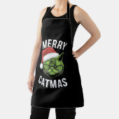Vrolijk Kerstfeest Grappige Kattenliefhebbers Kers Schort (Insitu)