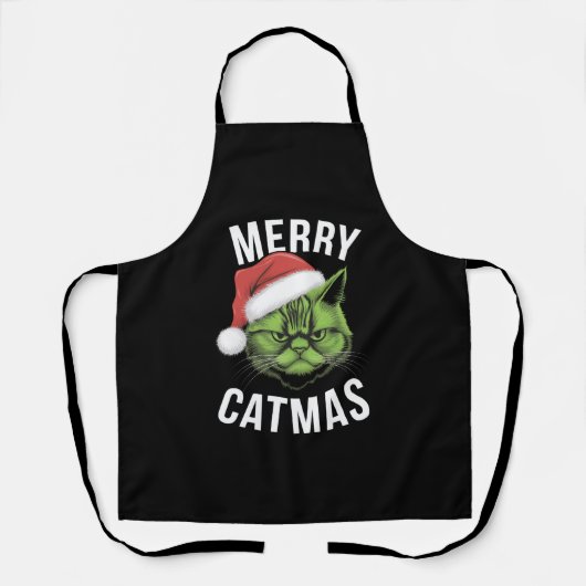 Vrolijk Kerstfeest Grappige Kattenliefhebbers Kers Schort (Voorkant)
