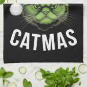 Vrolijk Kerstfeest Grappige Kattenliefhebbers Kers Theedoek (Gevouwen)