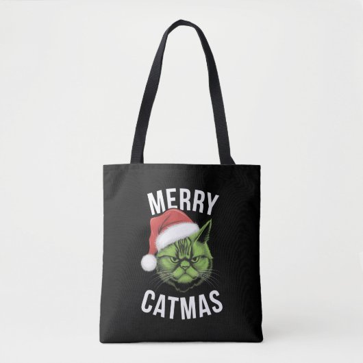 Vrolijk Kerstfeest Grappige Kattenliefhebbers Kers Tote Bag (Voorkant)