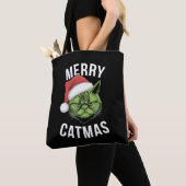Vrolijk Kerstfeest Grappige Kattenliefhebbers Kers Tote Bag (Dichtbij)