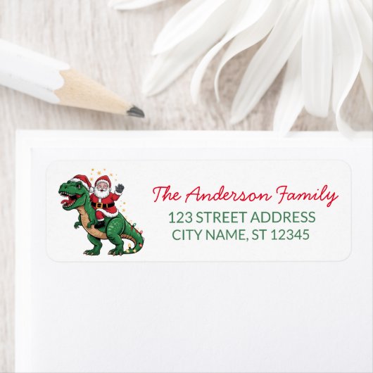 Vrolijk Kerstfeest Grappige Kerstman die op een di Etiket (Insitu)