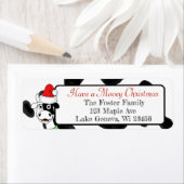 Vrolijk Kerstfeest Grappige Koe in Santa Hat Etiket (Insitu)