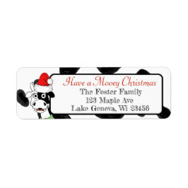 Vrolijk Kerstfeest Grappige Koe in Santa Hat Etiket