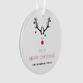 Vrolijk kerstfeest grappige rendierfamilie witte r ornament (voorkant)