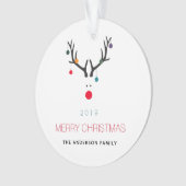 Vrolijk kerstfeest grappige rendierfamilie witte r ornament (voorkant)