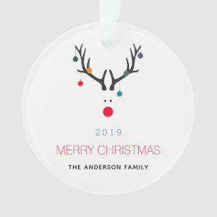 Vrolijk kerstfeest grappige rendierfamilie witte r ornament