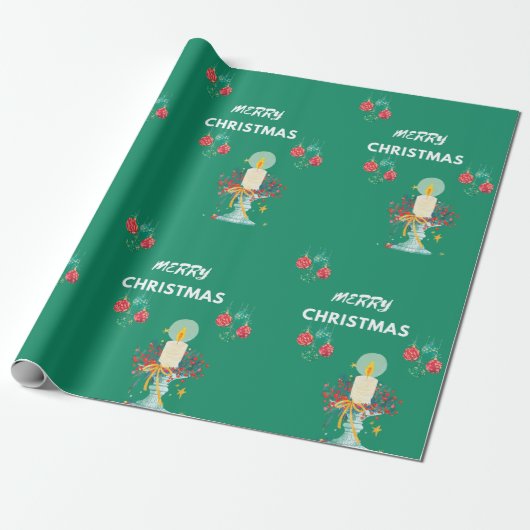 Vrolijk kerstfeest - Green Paper Bags Cadeaupapier (Uitgerold)