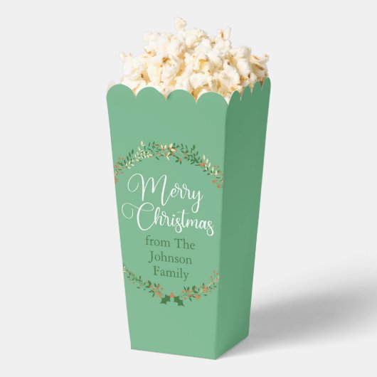 Vrolijk kerstfeest  Green WreatCustom Party Bedankdoosjes (Popped)