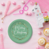 Vrolijk kerstfeest  Green WreatCustom Party Papieren Bordje (Feest)