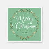 Vrolijk kerstfeest  Green WreatCustom Party Servet (Voorkant)