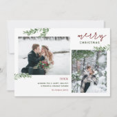 Vrolijk kerstfeest | Greenery Branches 2 foto Feestdagenkaart (Voorkant)
