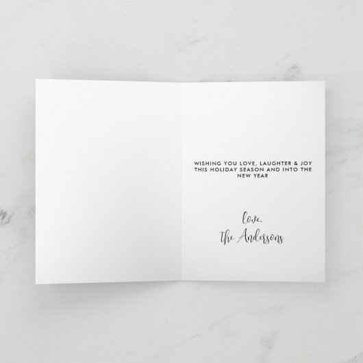 Vrolijk kerstfeest Greenery Wreath Custom Photo Feestdagen Kaart (Binnen)