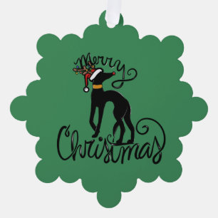 Vrolijk kerstfeest Greyhound rendier Ornament Kaart