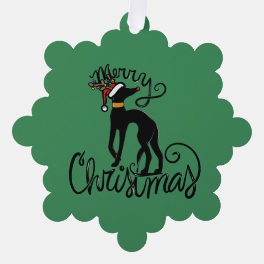 Vrolijk kerstfeest Greyhound rendier Ornament Kaart (Voorkant)