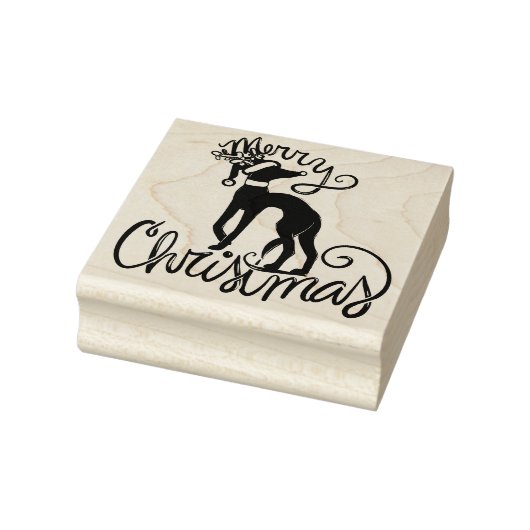 Vrolijk kerstfeest Greyhound rendier Rubberstempel (Stempel)