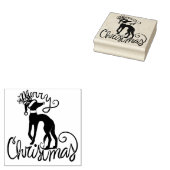 Vrolijk kerstfeest Greyhound rendier Rubberstempel (Gestempeld)