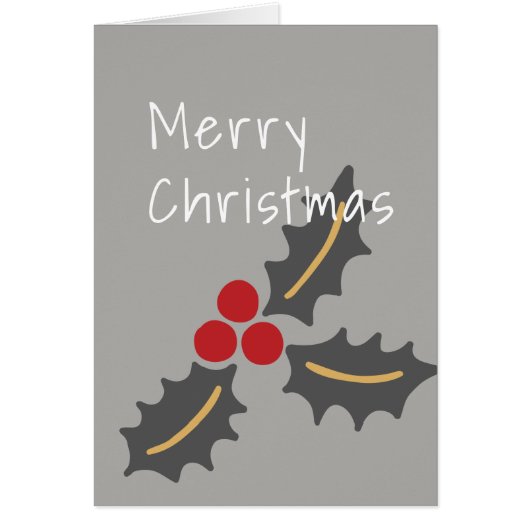 Vrolijk kerstfeest/grijs en rood Holly-design (Voorkant)