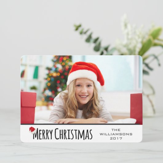 Vrolijk kerstfeest grillige kerstmuts feestdagenkaart (Staand voorkant)