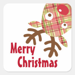 Vrolijk kerstfeest grillige rendieren vierkante sticker