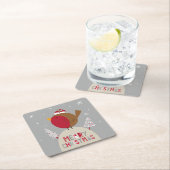 Vrolijk kerstfeest grillige Robin Kartonnen Onderzetters (Insitu)