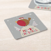 Vrolijk kerstfeest grillige Robin Kartonnen Onderzetters (Schuin)