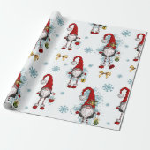 Vrolijk kerstfeest, grillige rode kabouters cadeaupapier (Uitgerold)