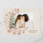 vrolijk kerstfeest | Groen & Crème Foto Roos Gold Folie Feestdagenkaart (Voorkant)